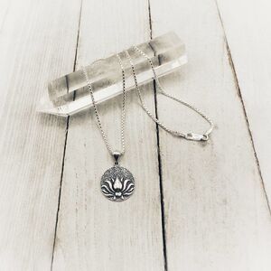 Sterling Silver Lotus Necklace Flower Necklace Boho